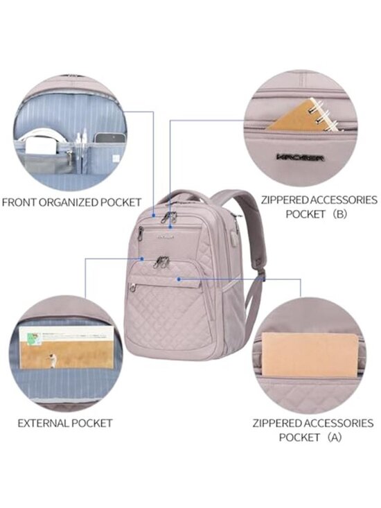 17 in Laptop Backpack USB Charging Travel Business College RFID Water Resistant main image 4